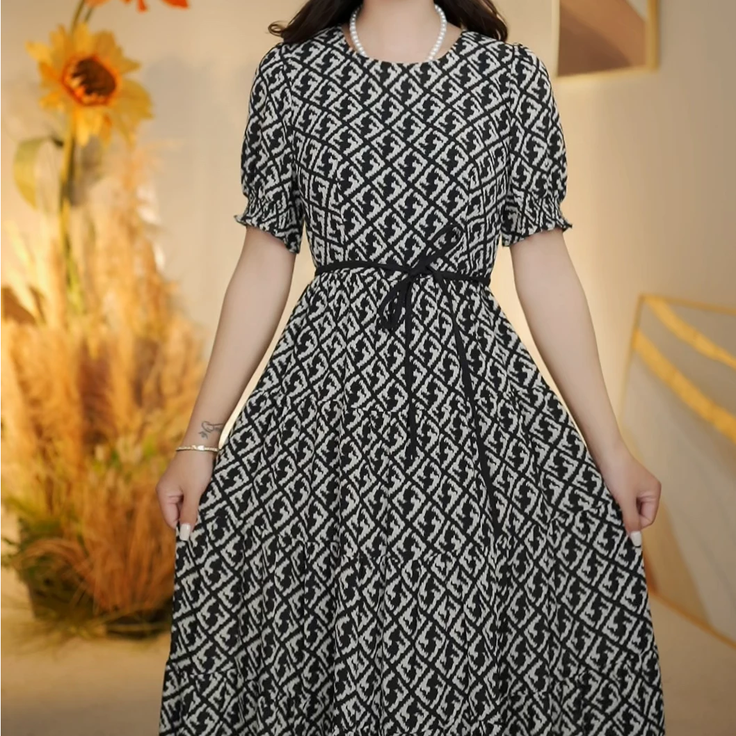 洋气女装裙子春装气质修身显瘦时尚女装长款连衣裙9565