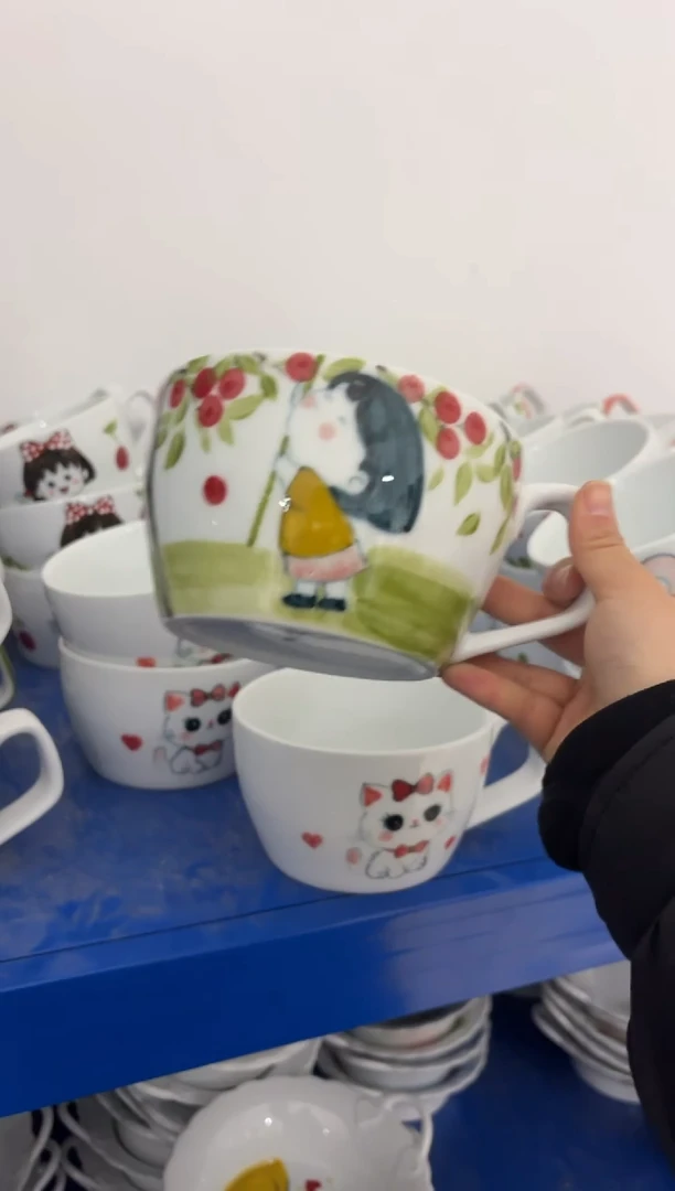 景德镇手绘釉中彩（食品级）早餐杯