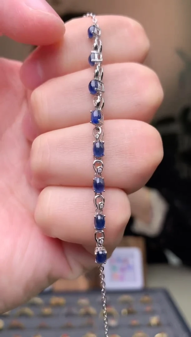 【闪购商品】蓝宝石手链银S925镶嵌手链