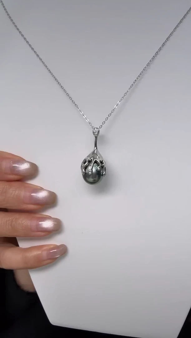 银S925镶嵌吊坠(赠链)海水珍珠大溪地吊坠