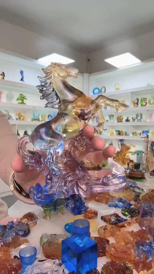手工艺品琉璃立马如意