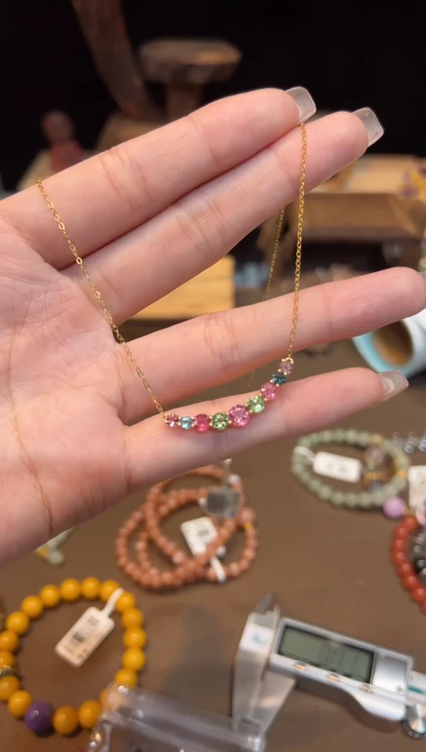 【闪购商品】碧玺手链18K金镶嵌手饰@@S83