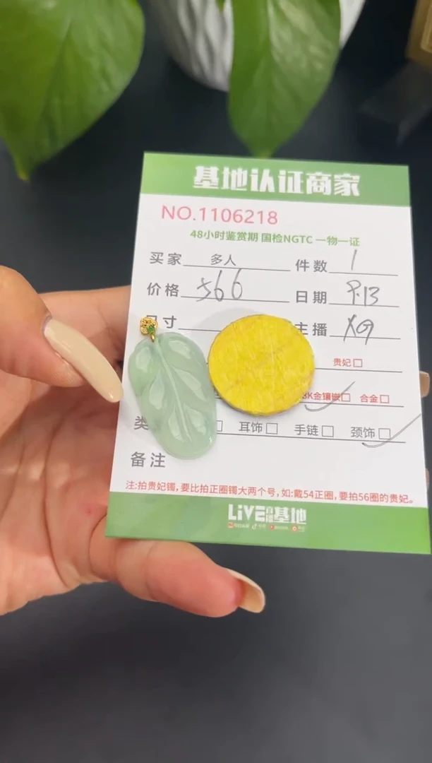 吊坠(不含链)18K金镶嵌翡翠多样性拍一发一