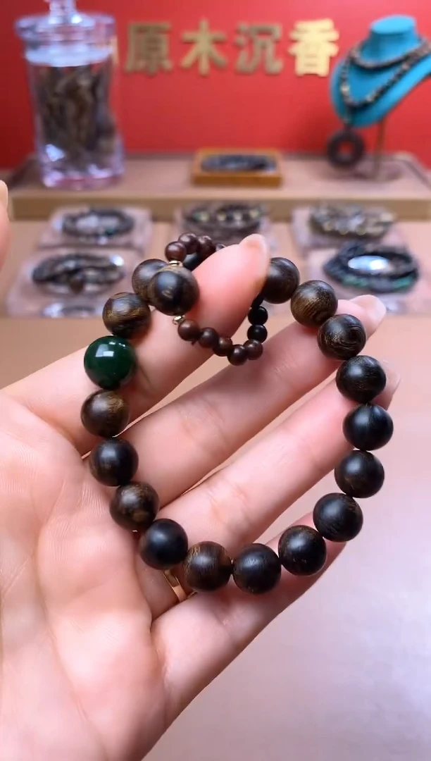 手串沉香L黄棋10瘿子瘤疤+黄棋戒指沉香木