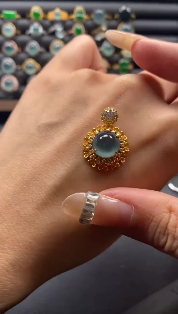 银S925镶嵌戒指翡翠51511