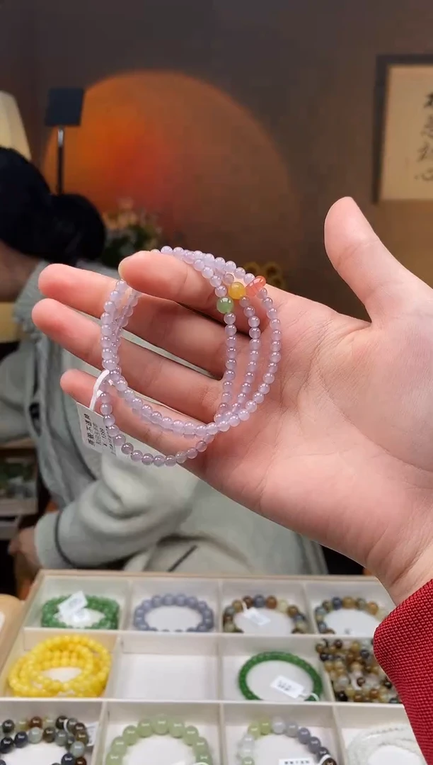 未镶嵌手链和田玉卡4左右烟紫三圈