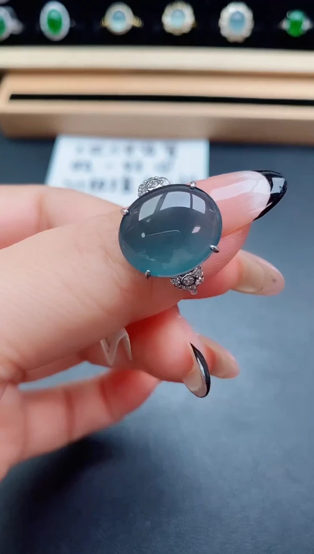 翡翠戒指银S925镶嵌850