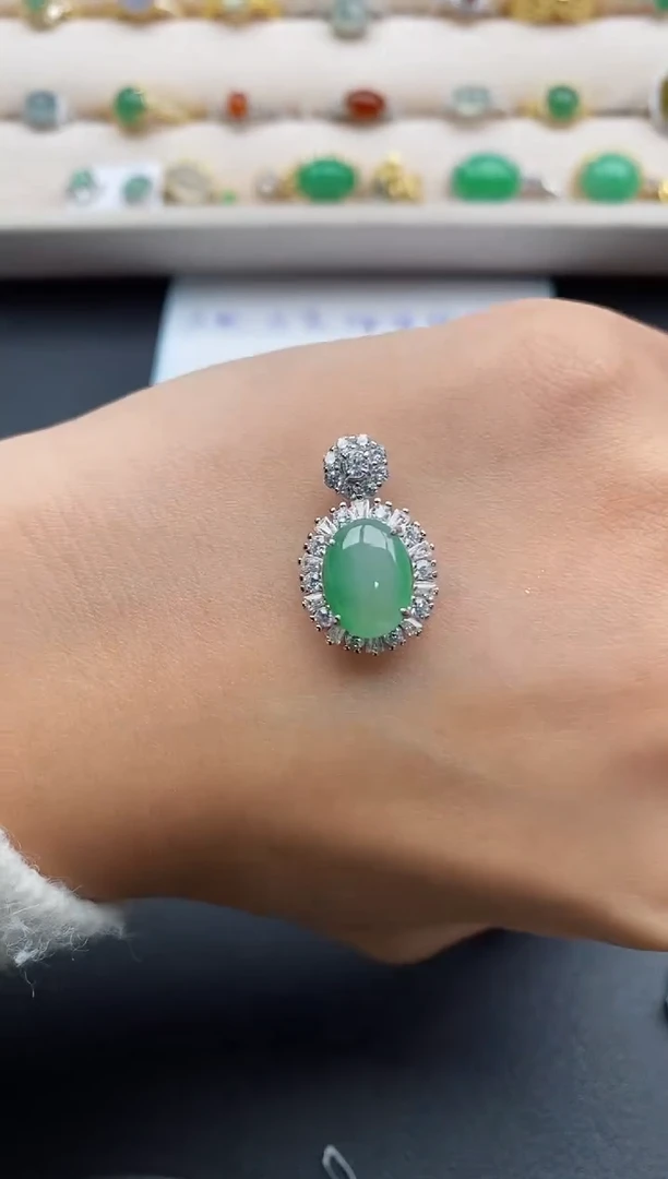 银S925镶嵌戒指翡翠5555555+2