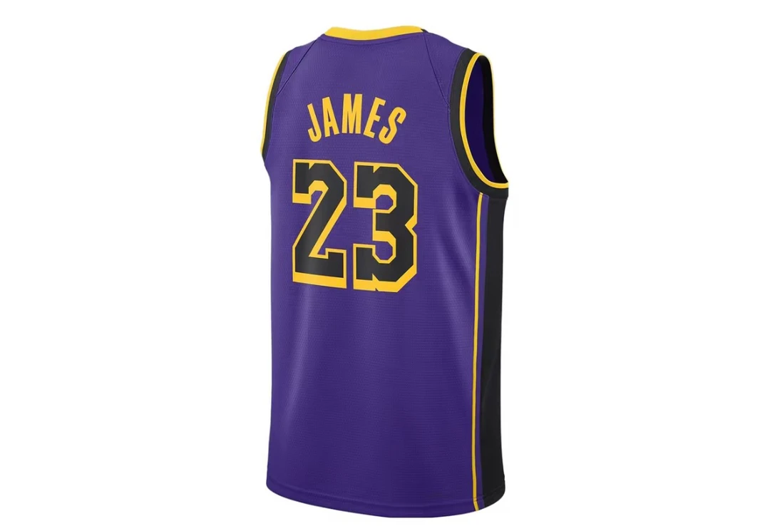 湖人球衣詹姆斯23号复古密绣款篮球训练速干透气运动服-21