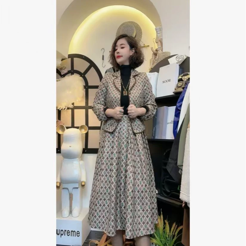 D25 123002 小香风时尚套装女两件套裙子气质名媛女神范减龄