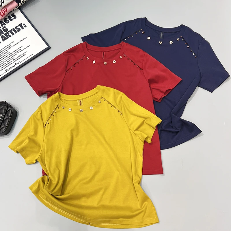 必魅大码镂空T恤2025夏季新款轻薄上衣女减龄大码女装体恤5998