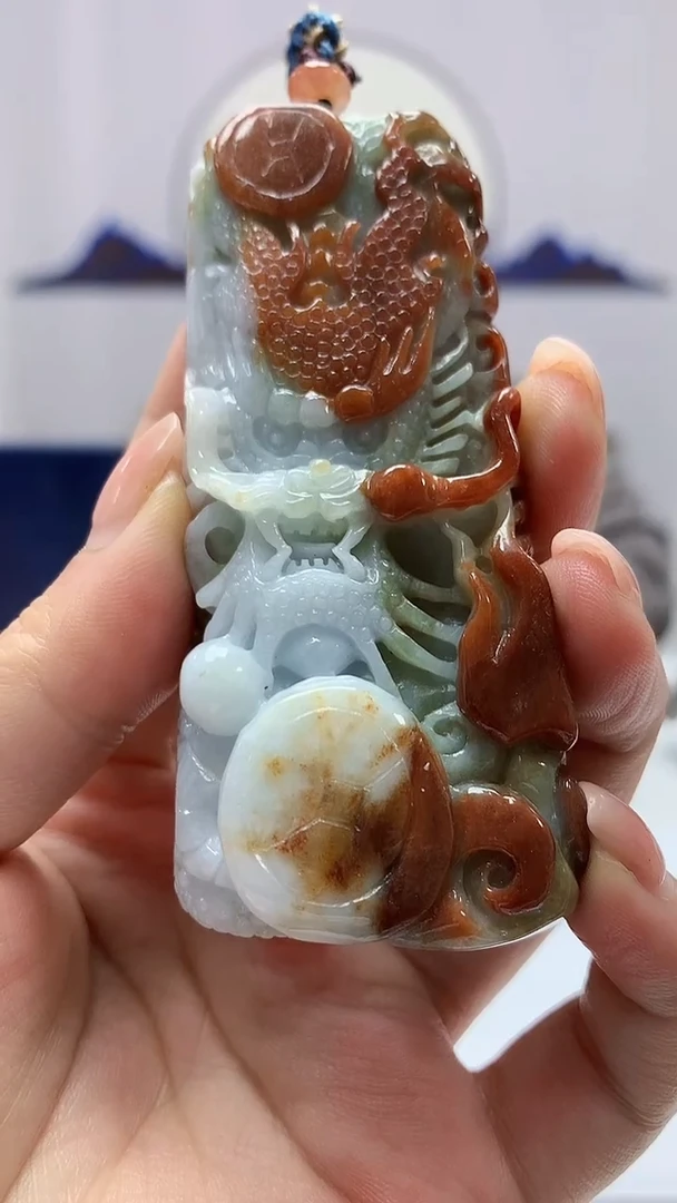 【闪购商品】定制翡翠未镶嵌5060ms-毛货挂件龙牌157
