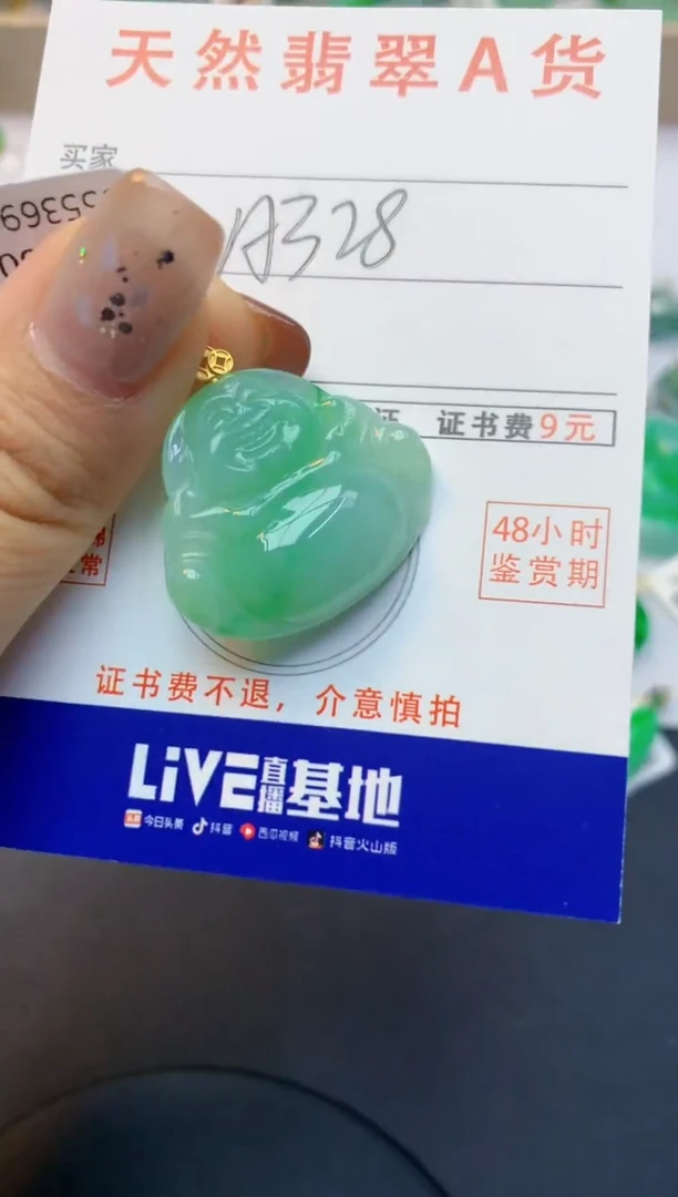 颈饰18K金镶嵌翡翠天然缅甸A货翡翠百元以上9元证书费自理