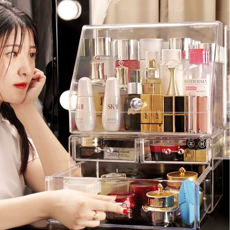 多功能化妆品收纳盒宿舍多层护肤品置物架家用梳妆台大容量整理盒