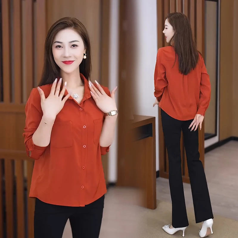 运动风不褪色纽扣修身型长袖衬衫百搭衬衣夏季时尚