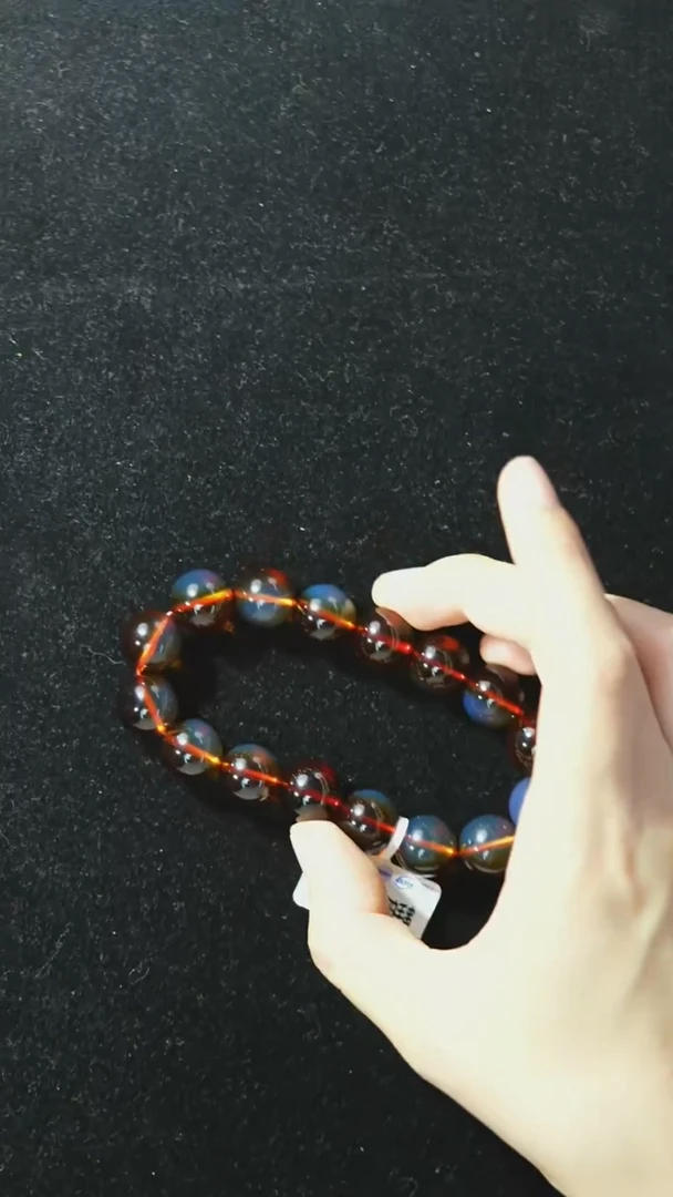 【闪购商品】琥珀裸石未镶嵌特价13mm红蓝单圈老矿