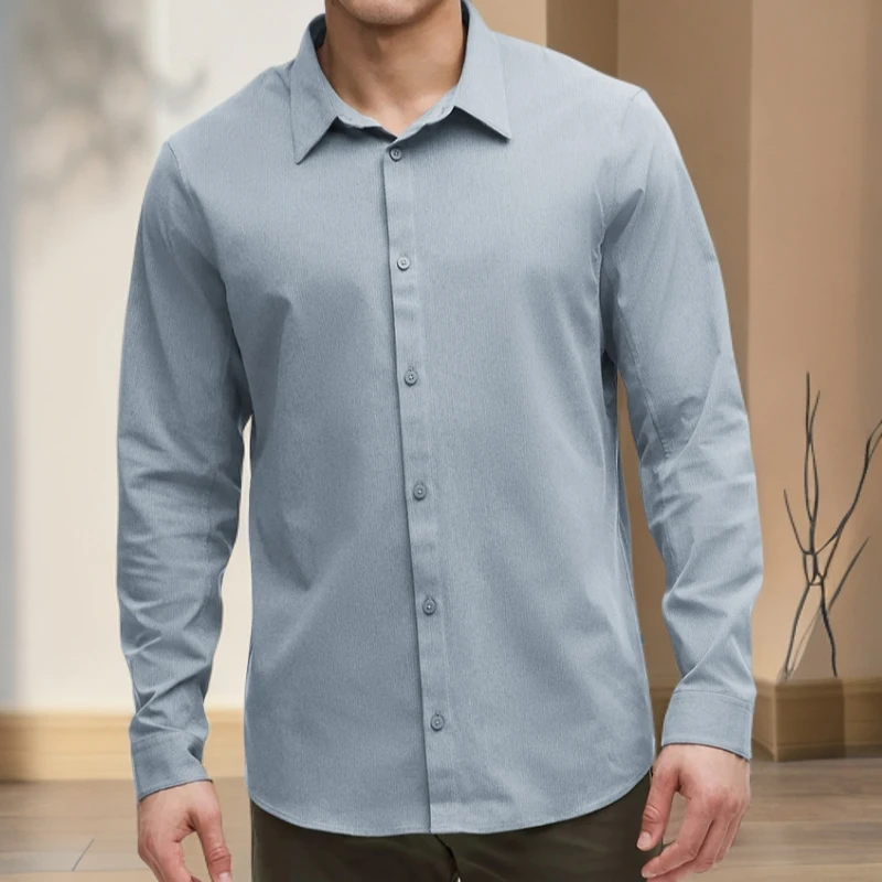 男士商务长袖衬衫免烫运动休闲抗皱春秋季打底透气衬衣韩版时尚
