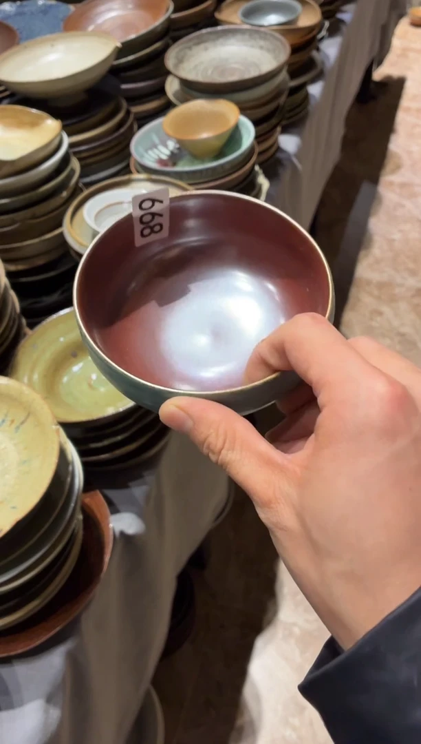 瓷片红*薇668 外青内红小碗1个