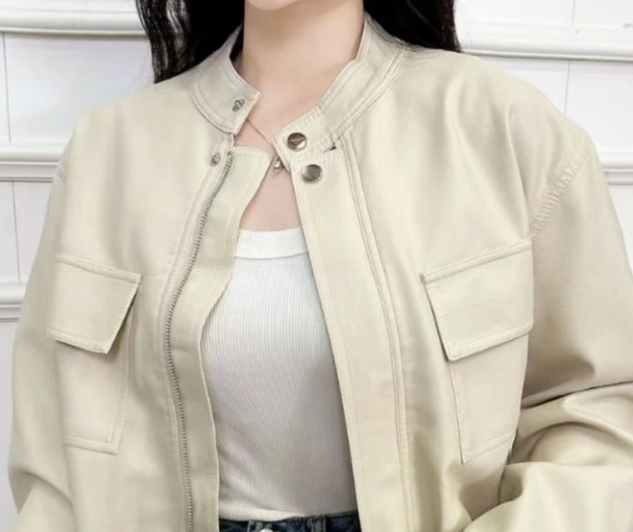 2409皮衣女短款修身女装显瘦气质皮衣女外套