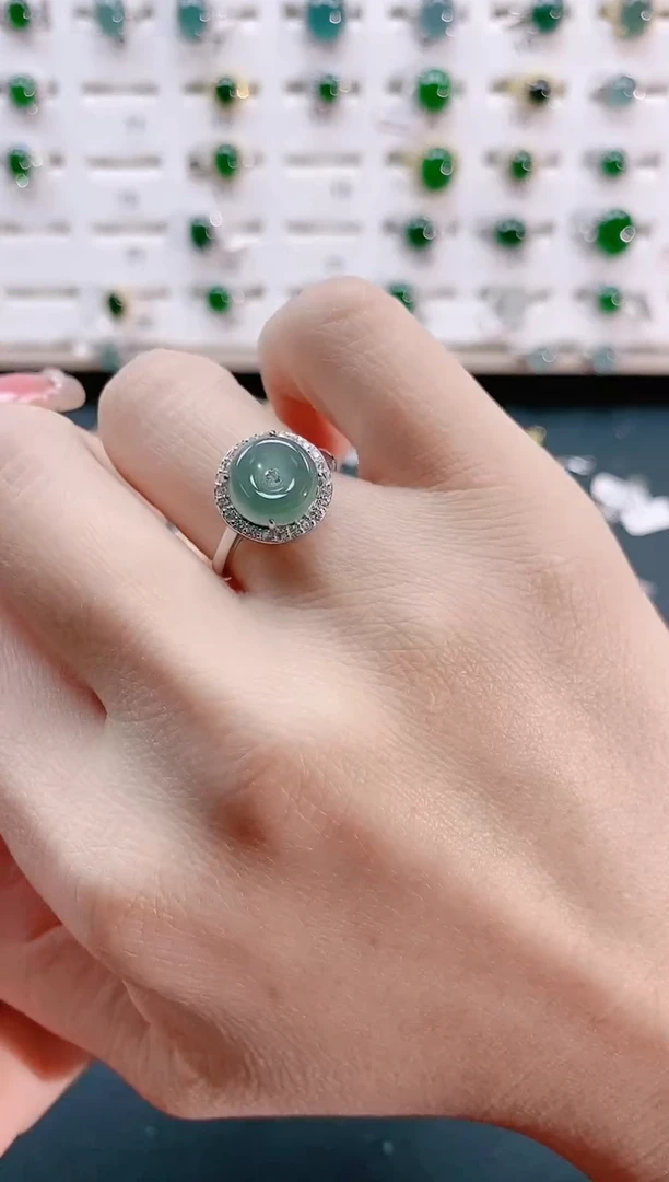 【闪购商品】翡翠戒指银S925镶嵌天然翡翠
