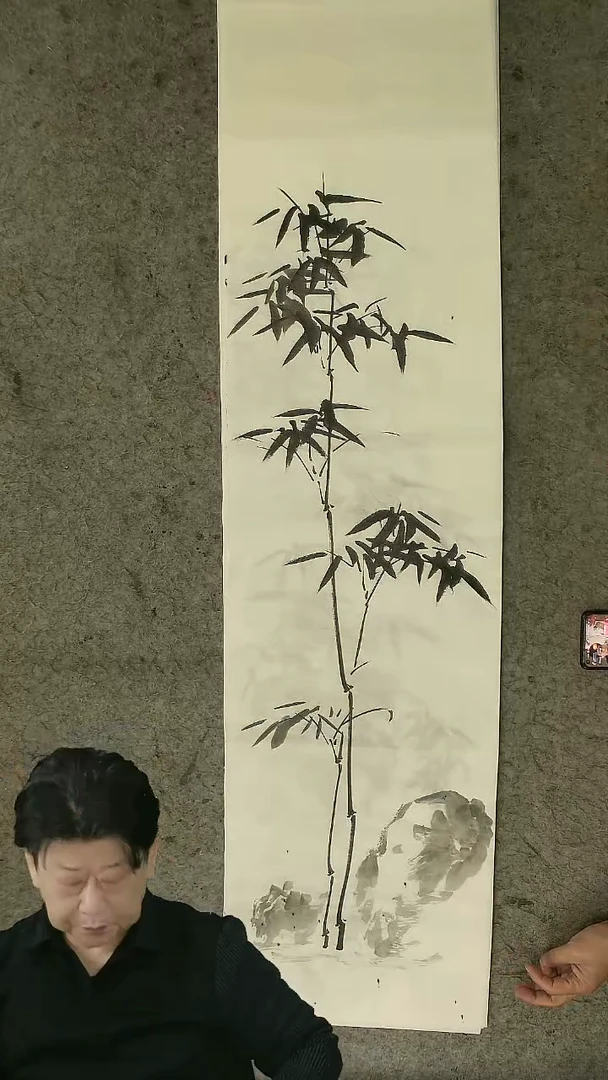 国画四尺对开  墨竹条屏 34*138cm