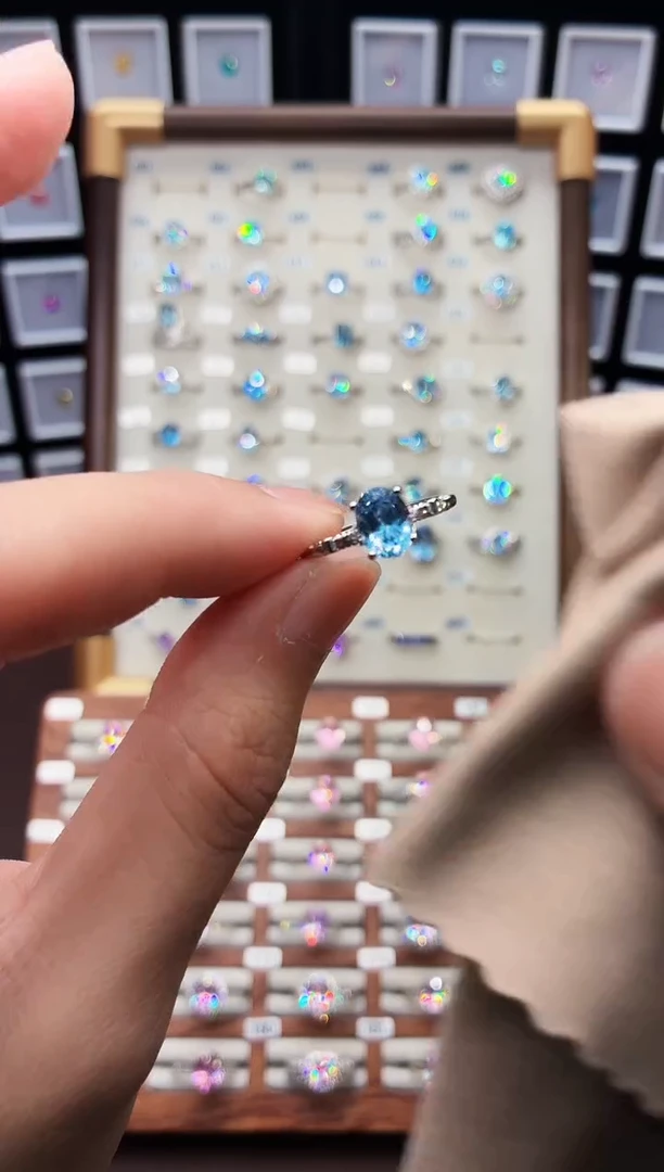 银S925镶嵌戒指海蓝宝石1888