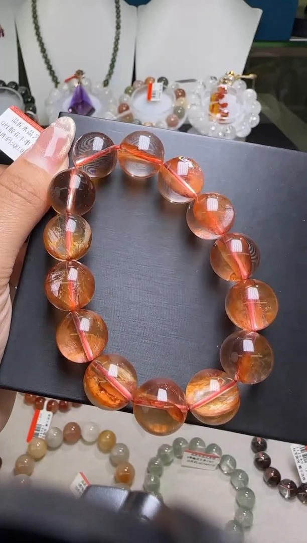 手串未镶嵌水晶Q红胶花手串15m+M51163X宋