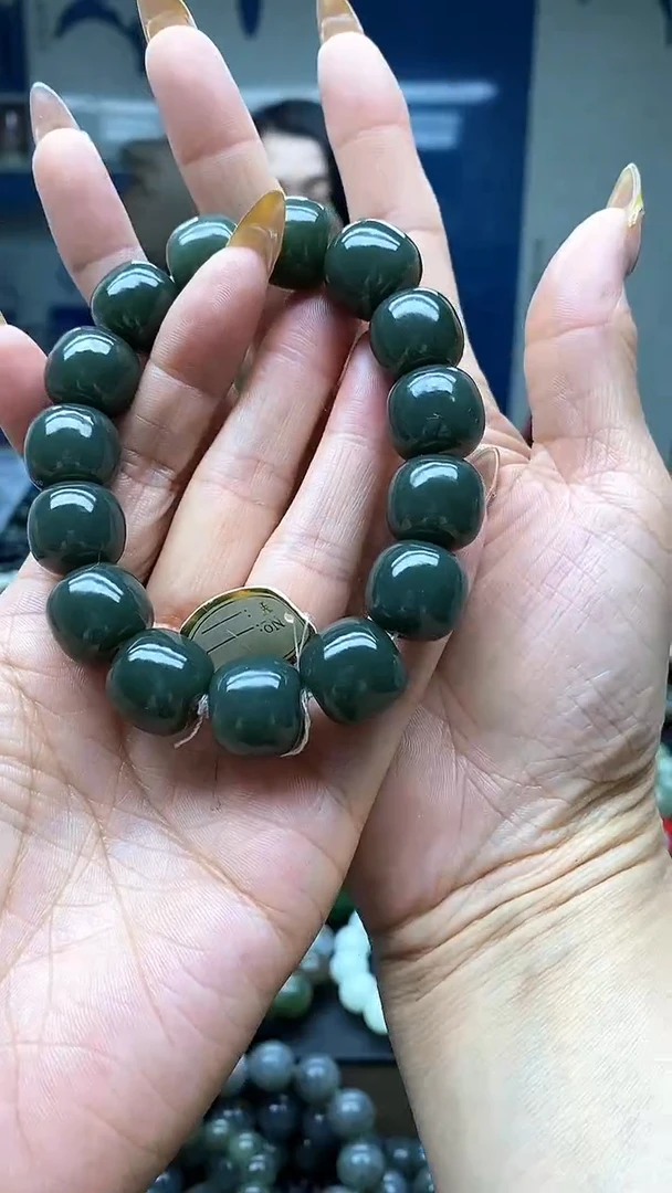未镶嵌手串和田玉老型且末蓝孔雀蓝16