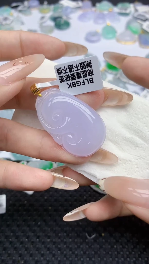 翡翠18K金镶嵌颈饰413   天然翡翠A货