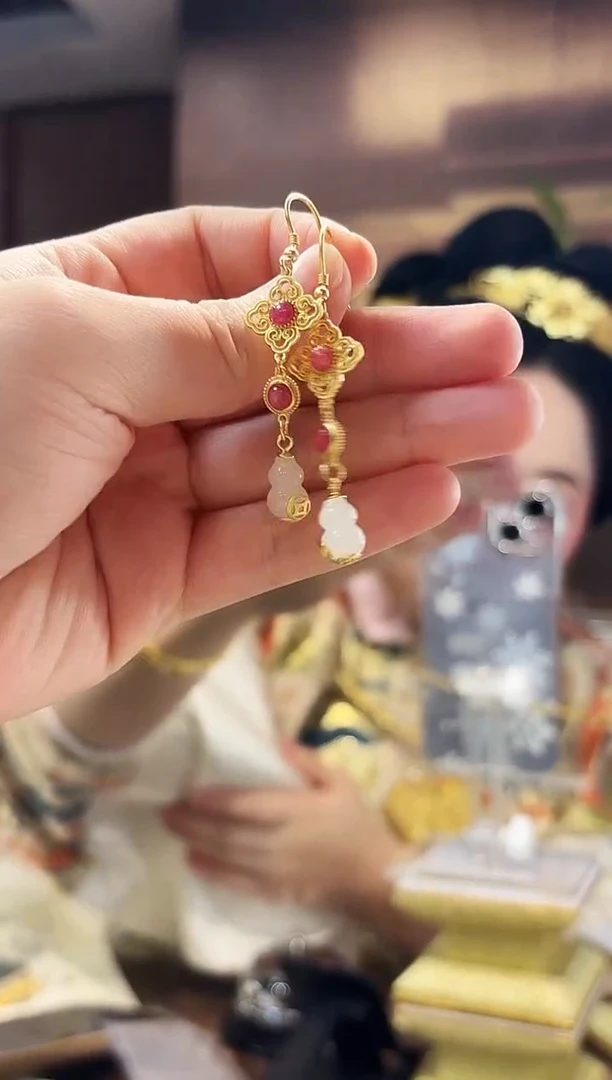 无925银葫芦耳环/对