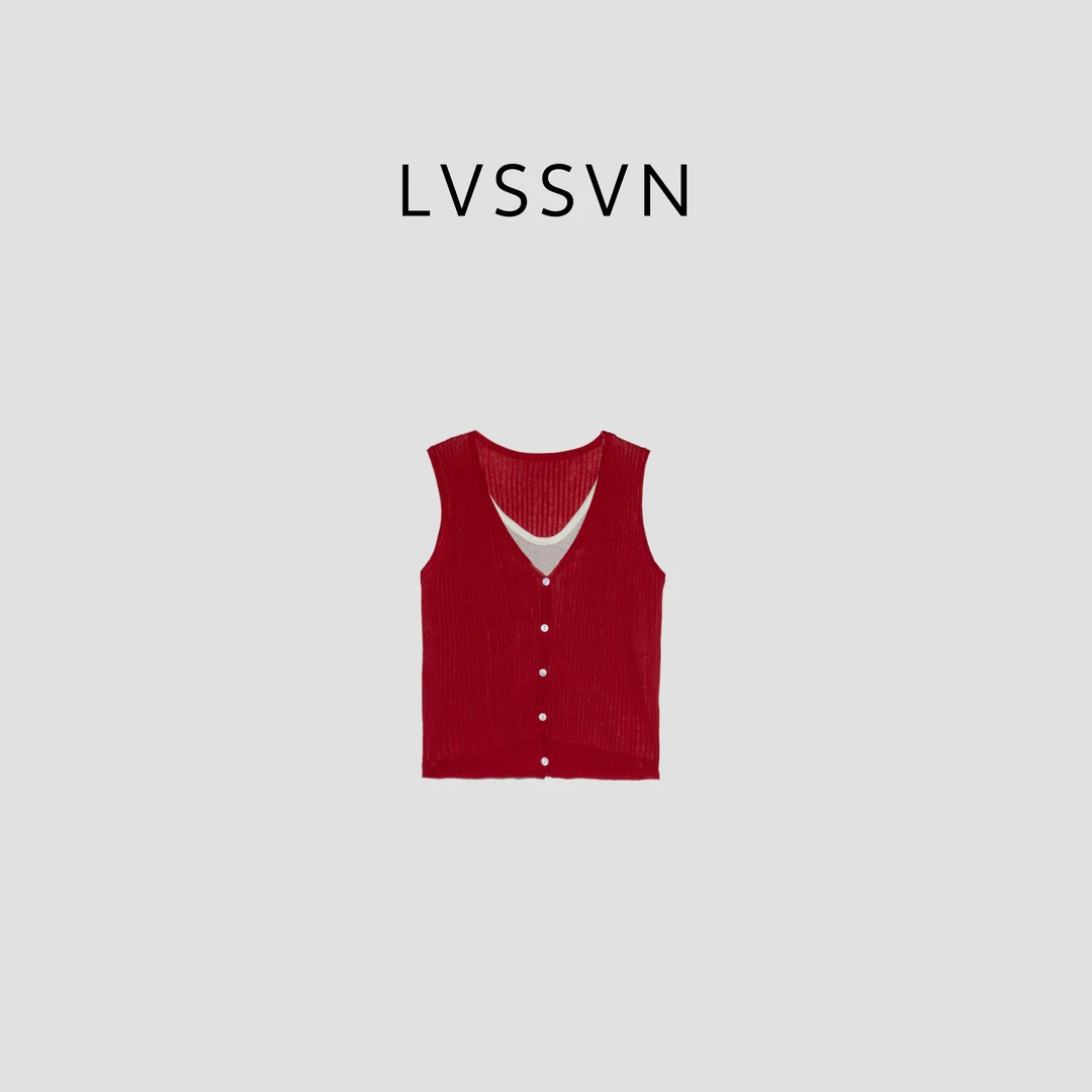LVSSVN/露裳2025SS早春温柔百搭女士假两件针织衫 Z-30180