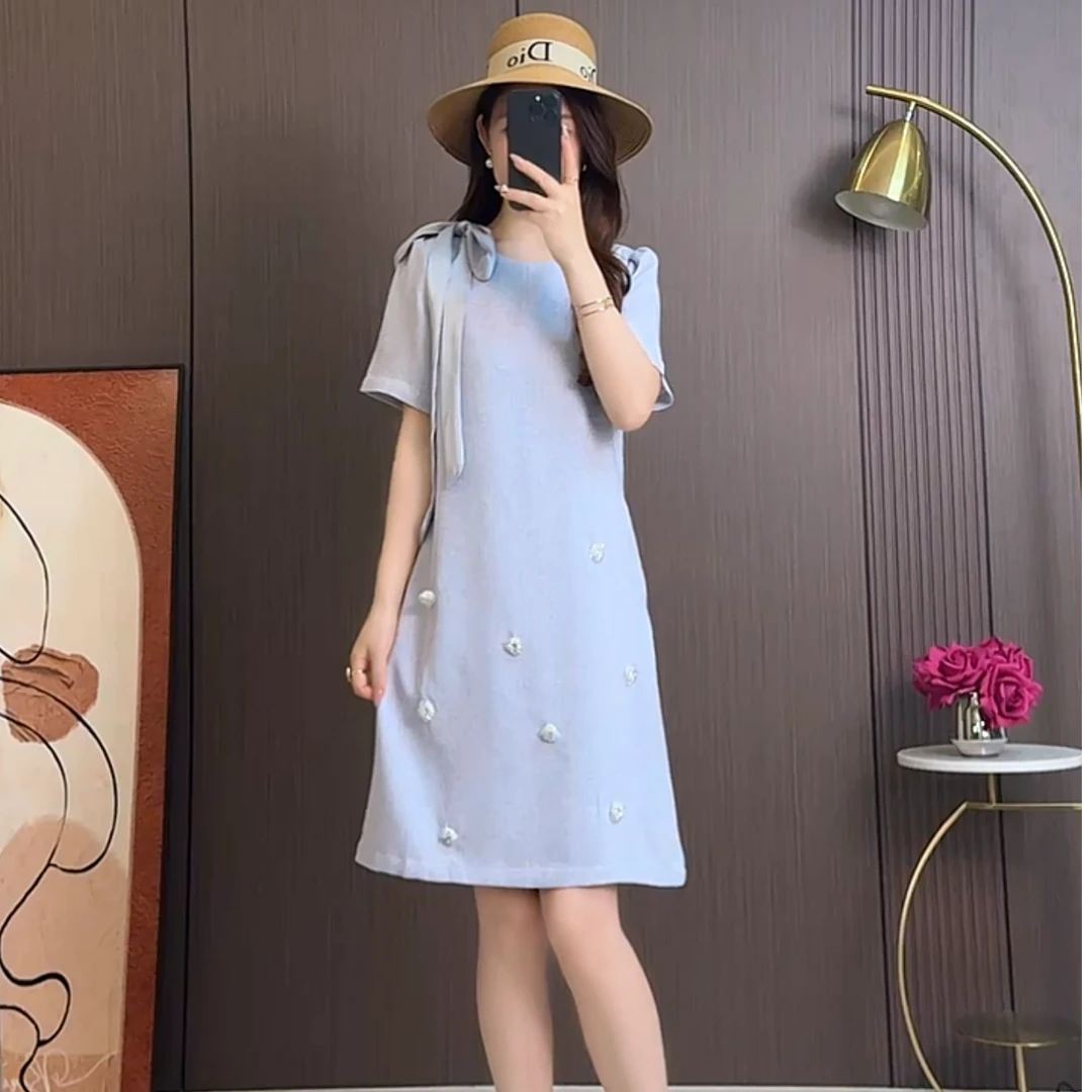 2025夏季新款法式小香风蝴蝶结显瘦女装连衣裙B816