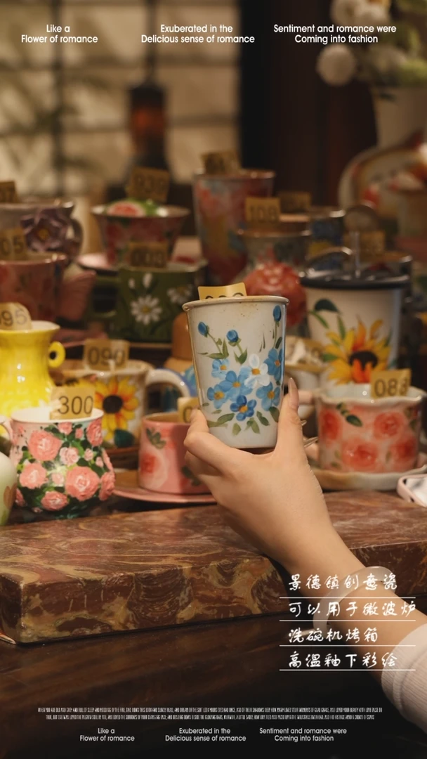 陶瓷932景德镇高温手绘釉下彩设计师款式