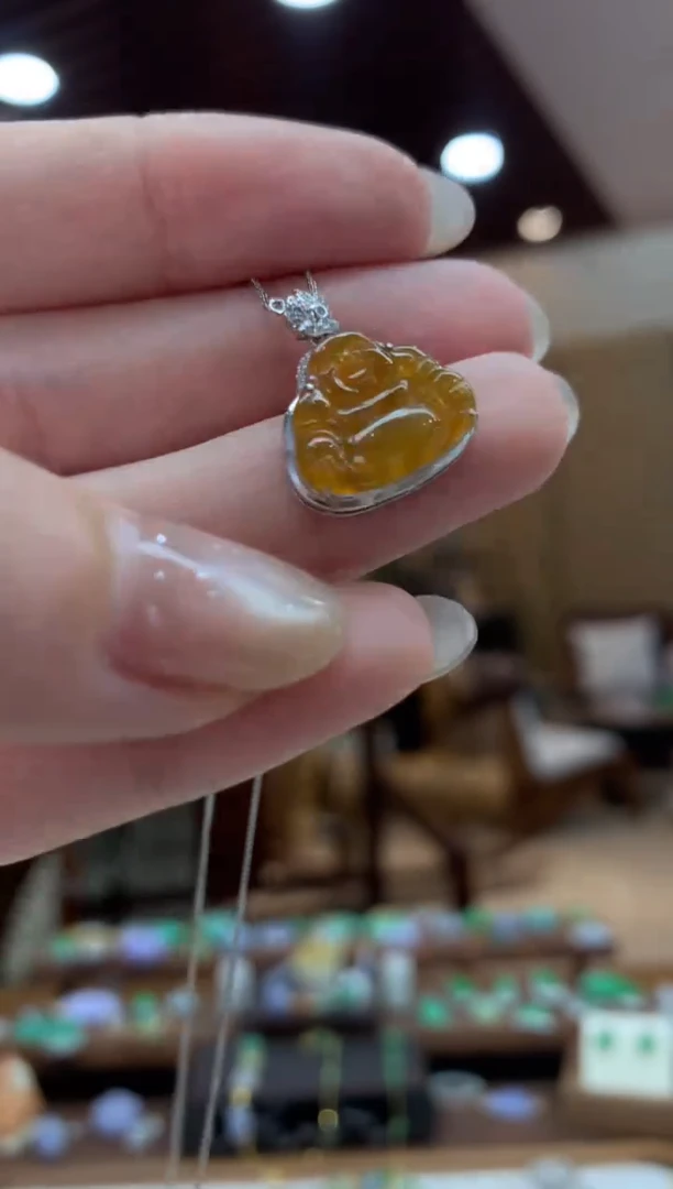 翡翠18K金镶嵌吊坠(不含链)佛公