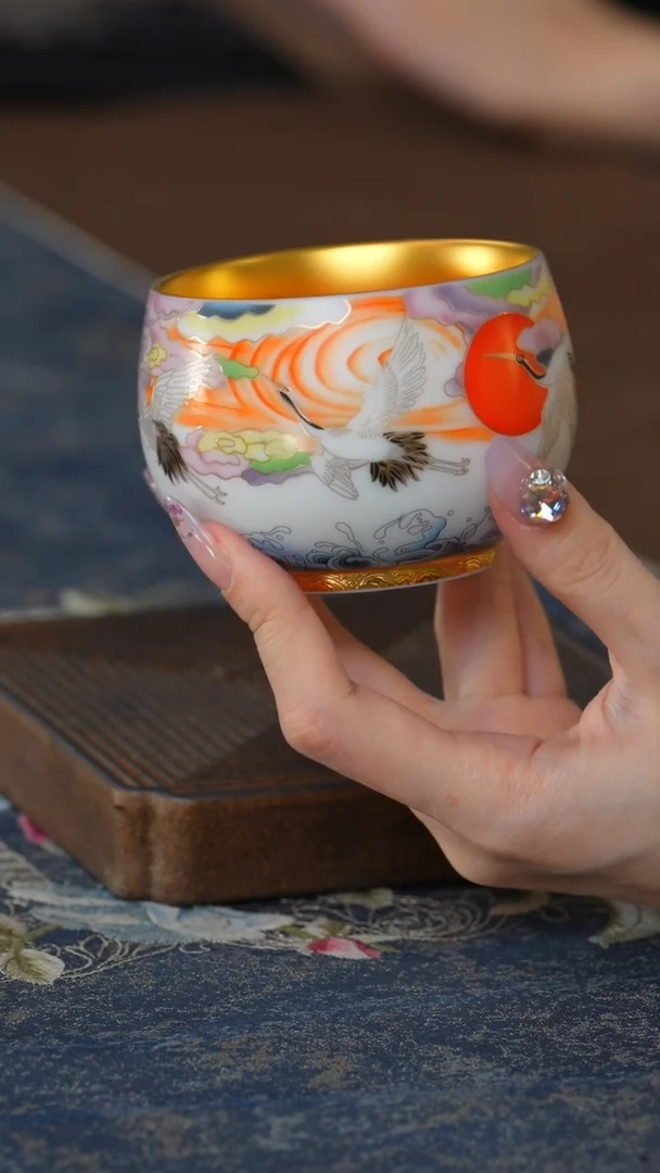 【闪购商品】【鎏金云中仙鹤杯（福）】【蓝12西泠