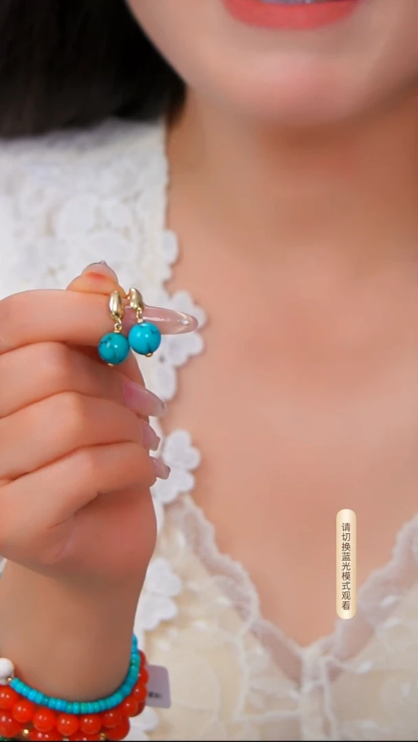 银S925镶嵌绿松石耳环多样性发货一件