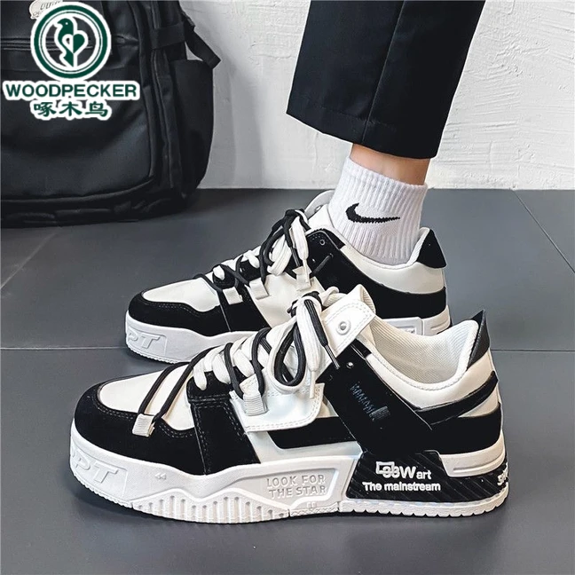 【正品】啄木鸟2025春季男鞋新款潮流百搭休闲运动鞋男原创小众厚底
