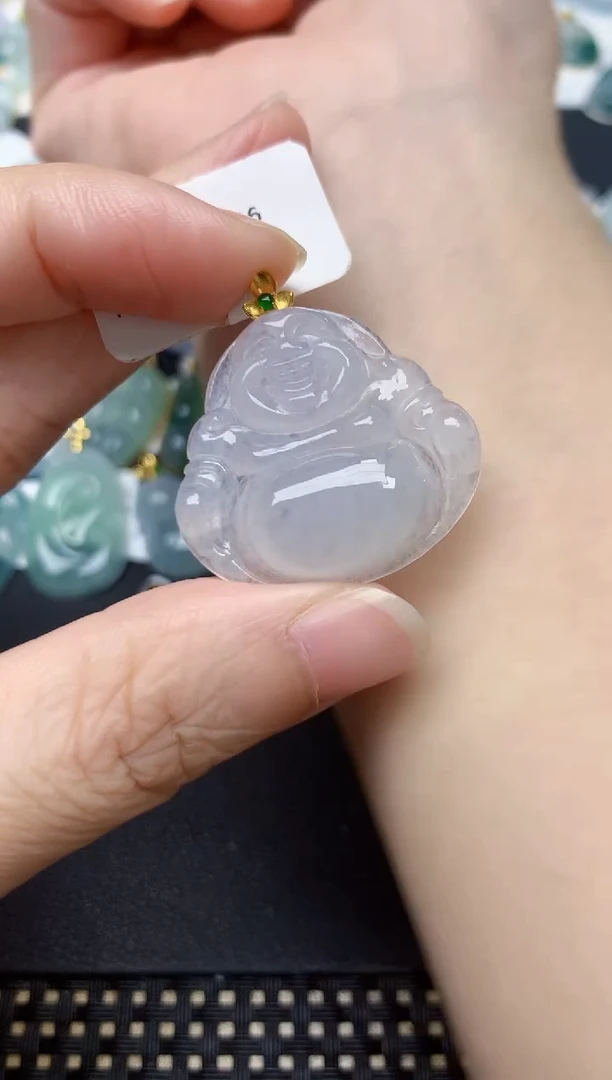颈饰18K金镶嵌翡翠天然缅甸A货翡翠