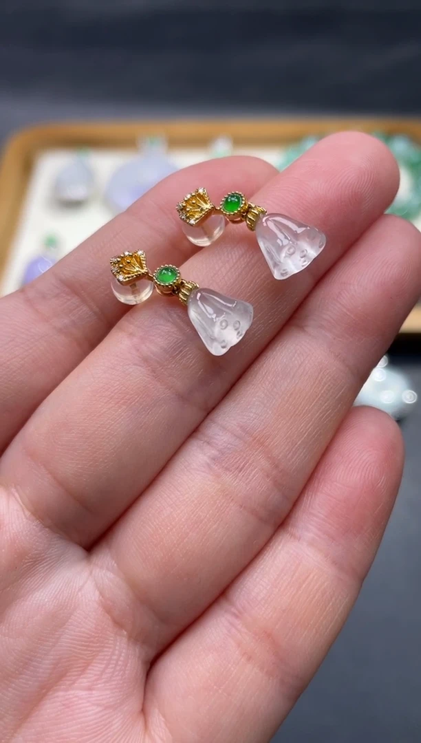 【闪购商品】翡翠耳饰18K金镶嵌33..........
