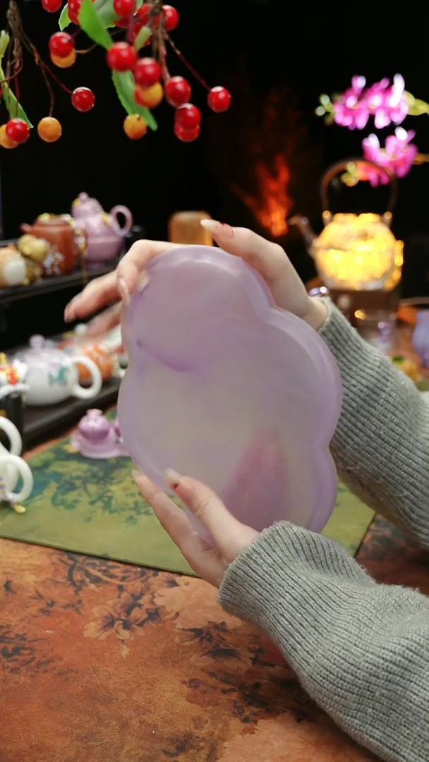 【闪购商品】紫色水晶琉璃壶承干泡垫