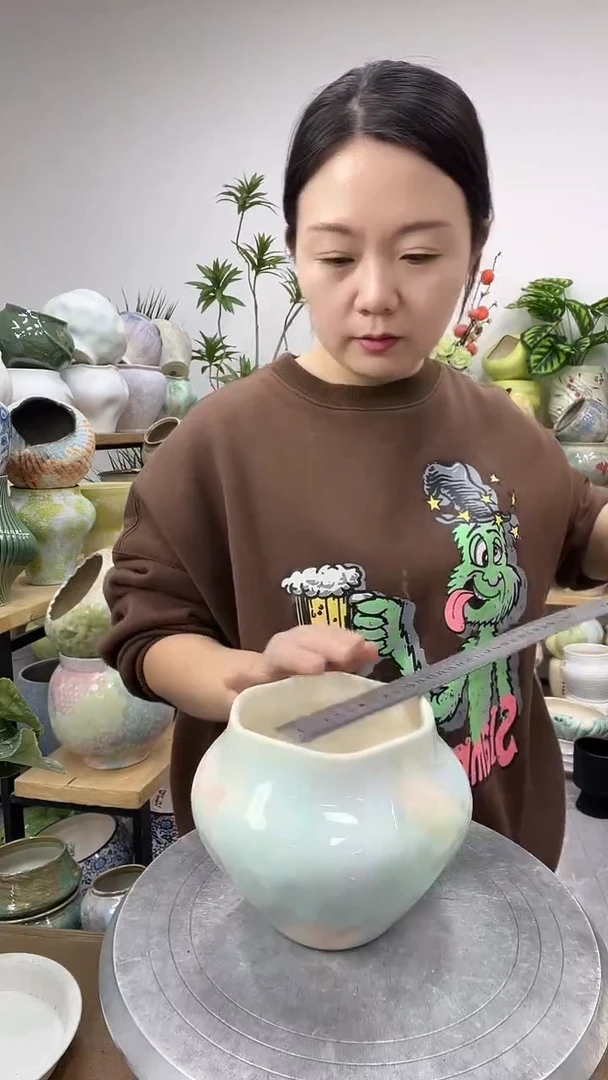 9.5陶瓷花盆直播链接高. 14     口11