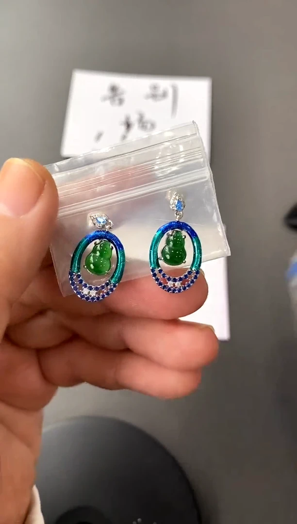 【闪购商品】翡翠耳饰银S925镶嵌买断价