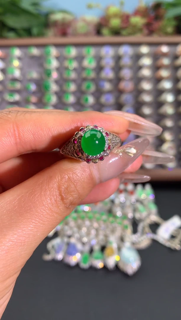 未镶嵌戒指翡翠铜托戒面