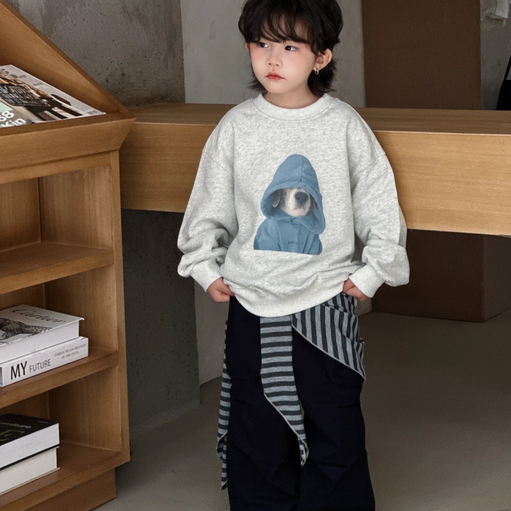 麦田里里.男童卫衣2025春秋新款童装男女童卡通卫衣儿童圆领上衣