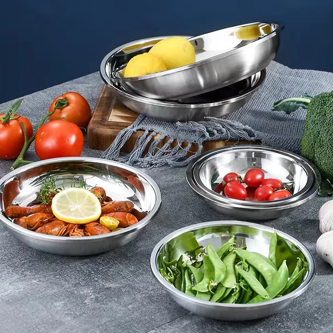 迪尼兰304不锈钢16CM菜盘子菜碟子特厚圆盘鱼盘家用水果盘加厚