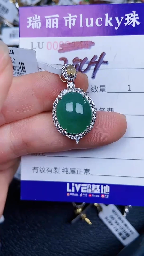 颈饰银S925镶嵌翡翠2504