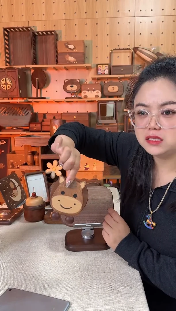 木乌檀木小马实木手机支架