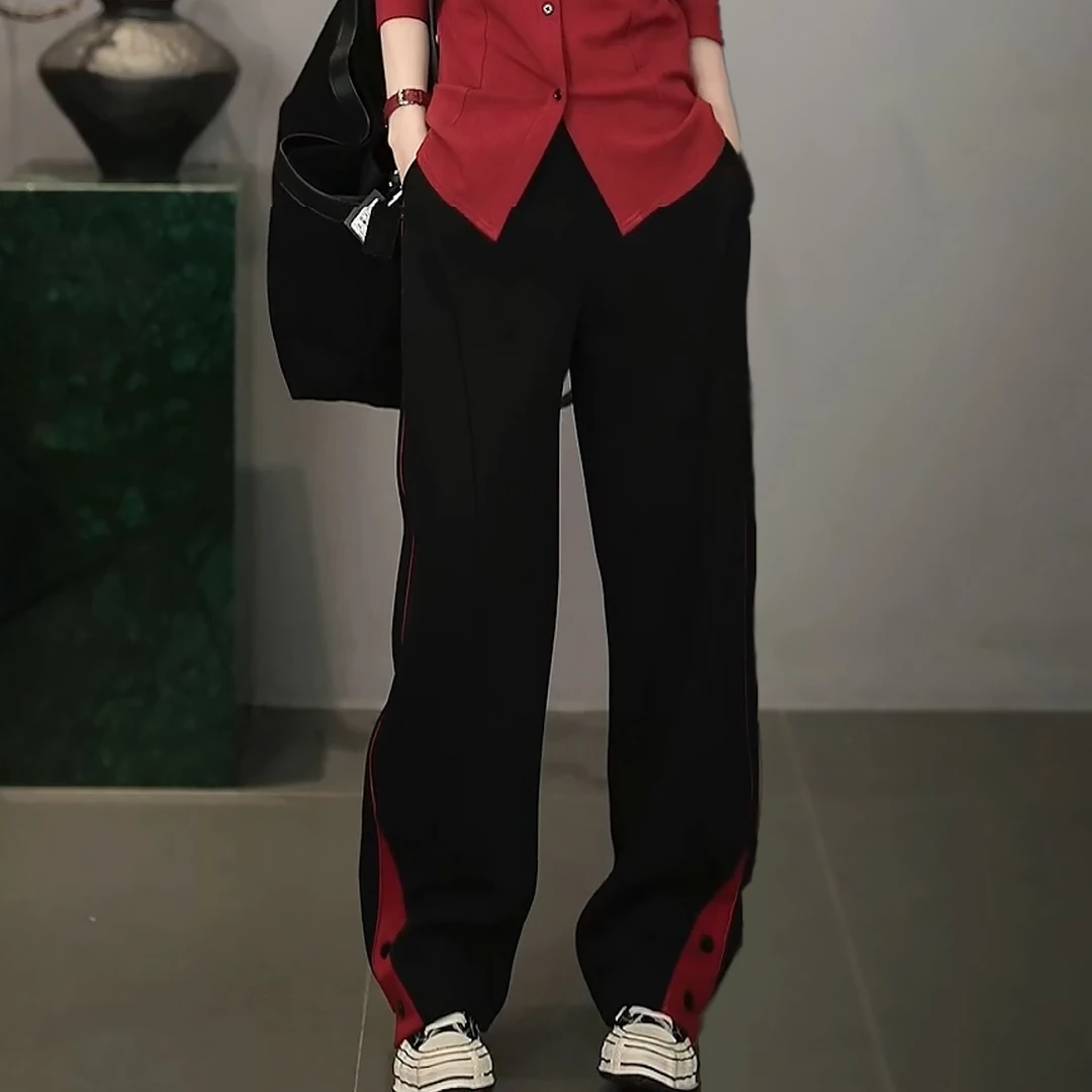 溶溶【暖意活力】RONGRONG 超柔棉感暖绒撞色拼分割休闲裤2522K822