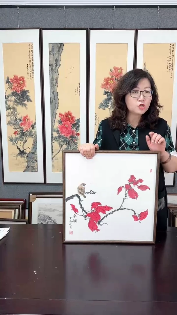 【闪购商品】国画实木装裱52*52 花鸟