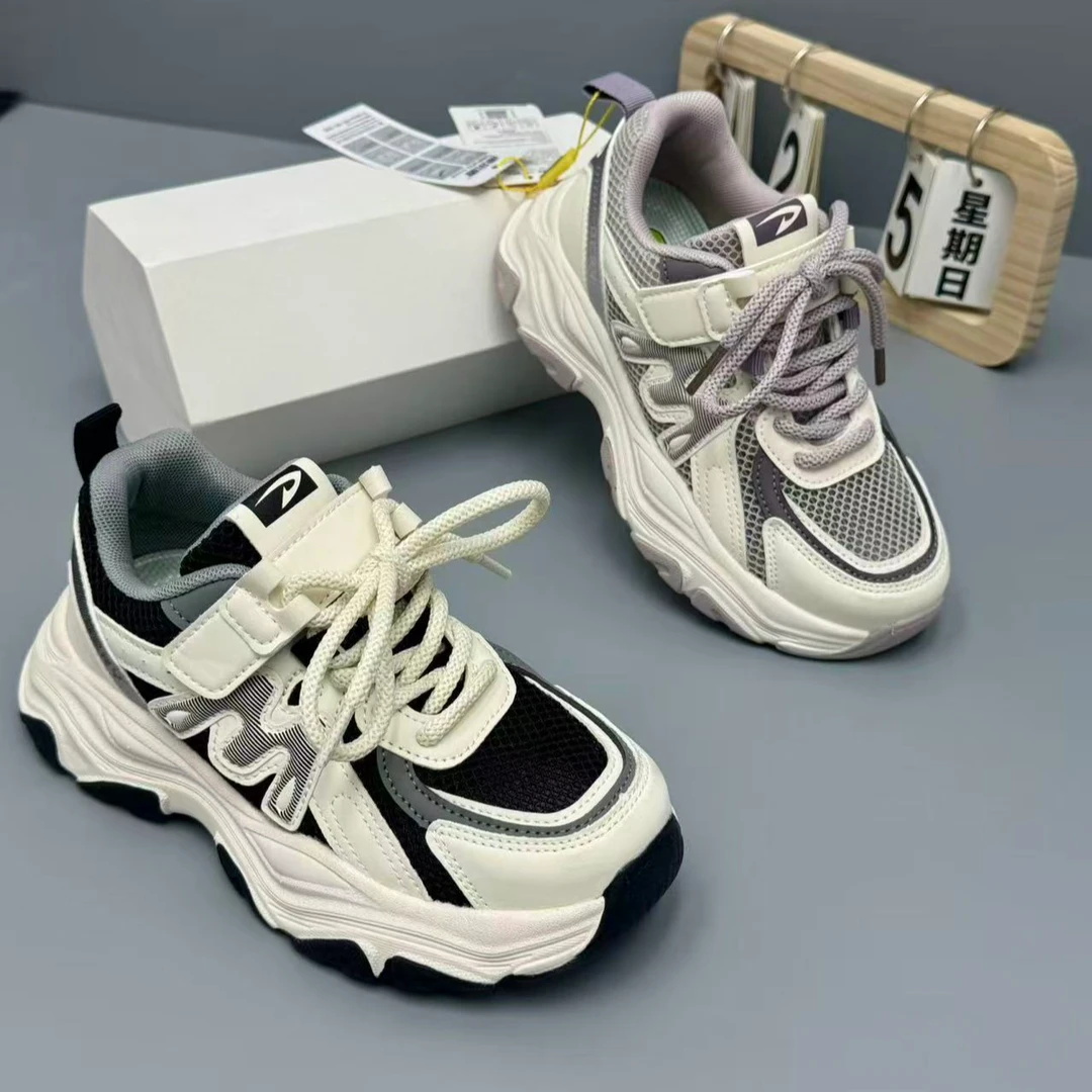 【华姐专享】德尔惠39033新款单网中大童撞色运动鞋D2